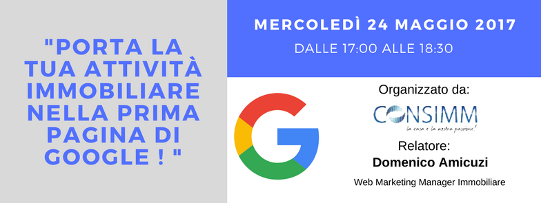 portare attività immobiliare in prima pagina su google